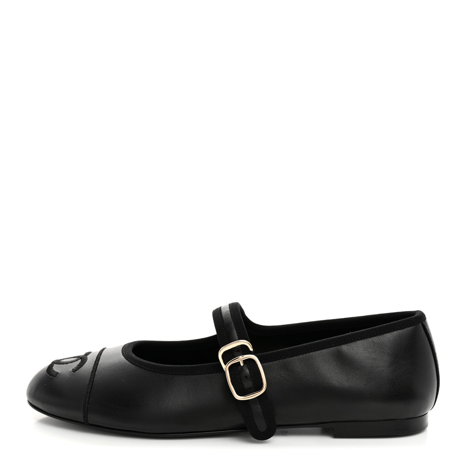 Chanel Lambskin Mary Jane Flats 37.5 Black 1 of 9