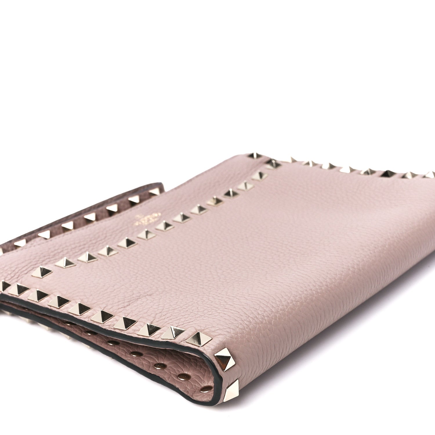 Valentino Garavani Pebbled Calfskin Medium Rockstud Flat Pouch Poudre 12 of 13