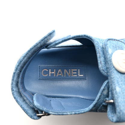 Chanel Printed Denim CC Dad Sandals 36 Light Blue 6 of 9