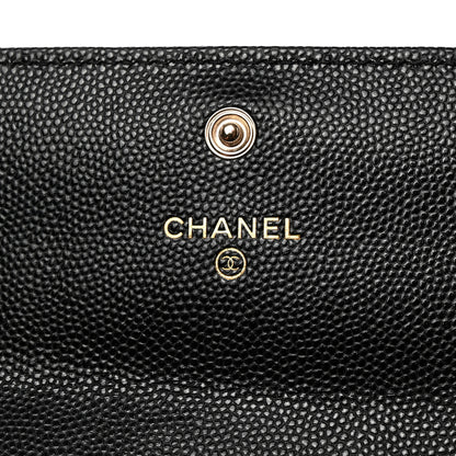 Chanel Caviar Quilted Crystal CC Large Gusset Flap Wallet Black 6 of 9