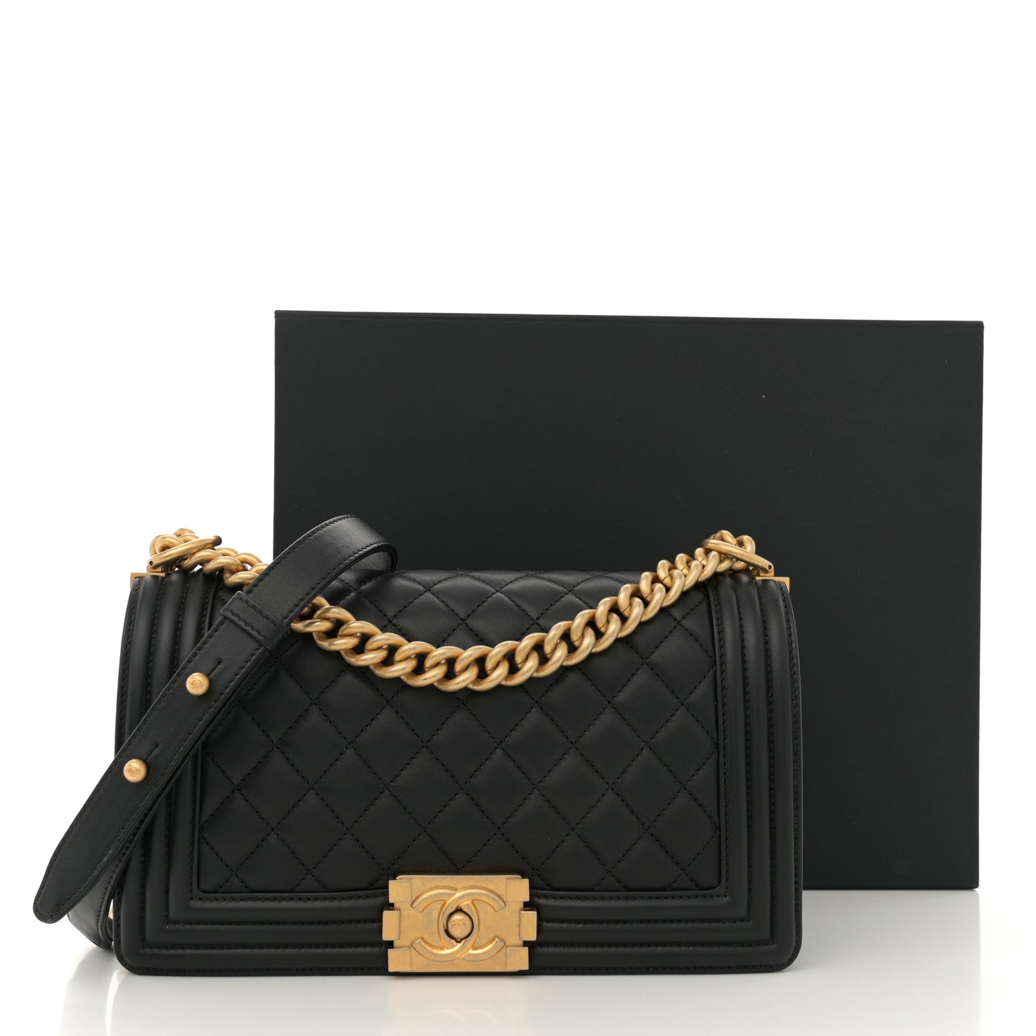 Chanel Calfskin Quilted Medium Boy Flap Black 13 of 13