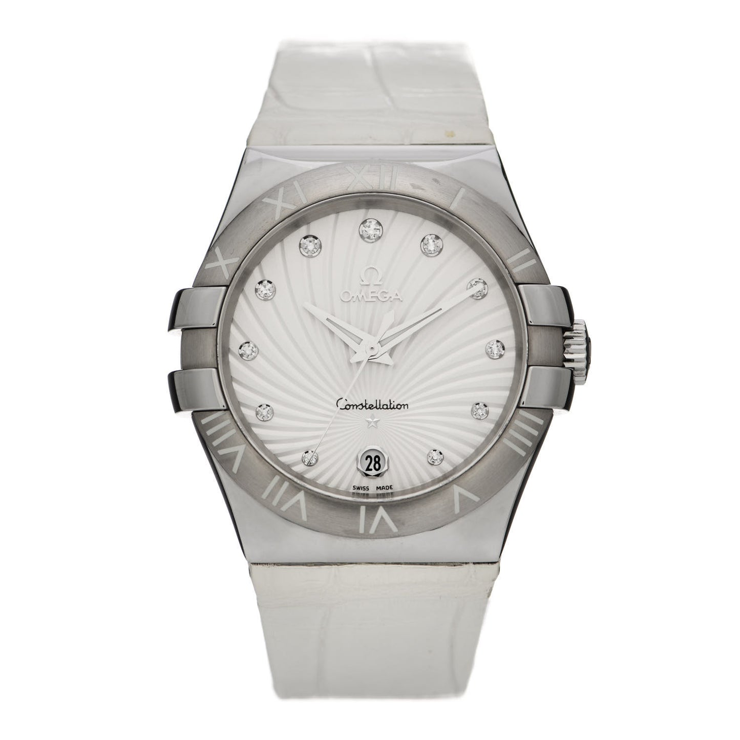 Stainless Steel Alligator Diamond 35mm Constellation Quartz Watch 123.13.35.60.52.001