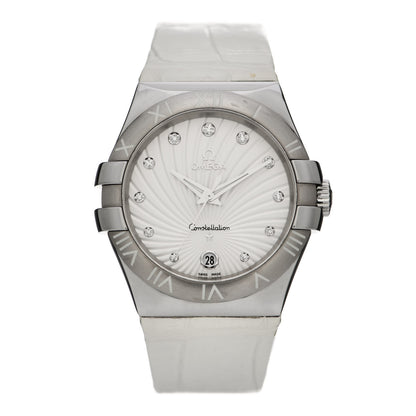 Omega Stainless Steel Alligator Diamond 35mm Constellation Quartz Watch 123.13.35.60.52.001 1 of 8