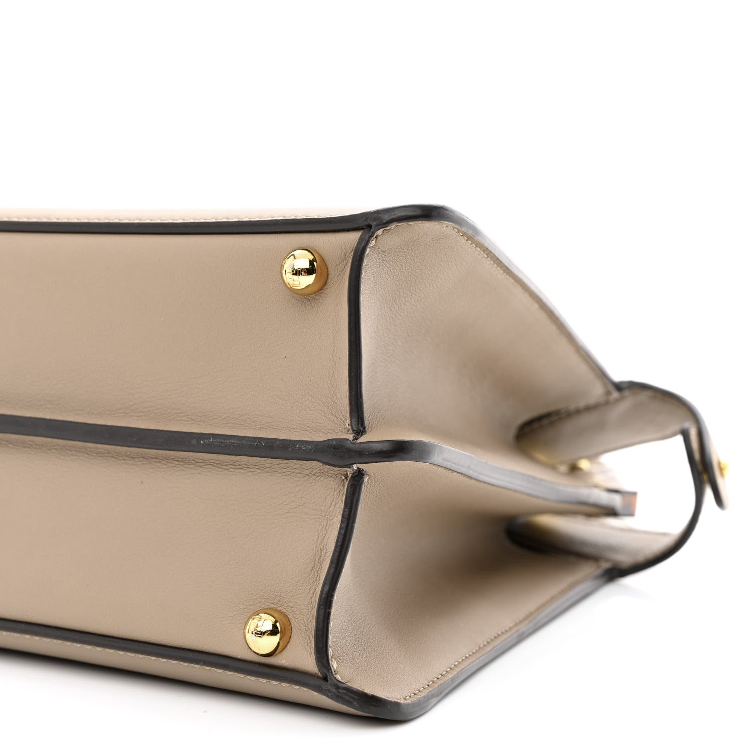 Fendi Vitello Seta Shiny Nappa Plexiglass Medium Peekaboo I SEE U Satchel Tortora 9 of 10