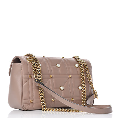 Gucci Calfskin Matelasse Studded Mini Pearly GG Marmont Shoulder Bag Porcelain Rose 3 of 10