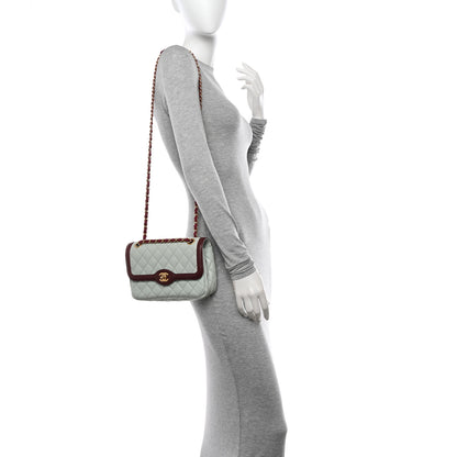 Chanel Lambskin Quilted Small Two Tone Day Flap Light Blue Burgundy 2 of 12