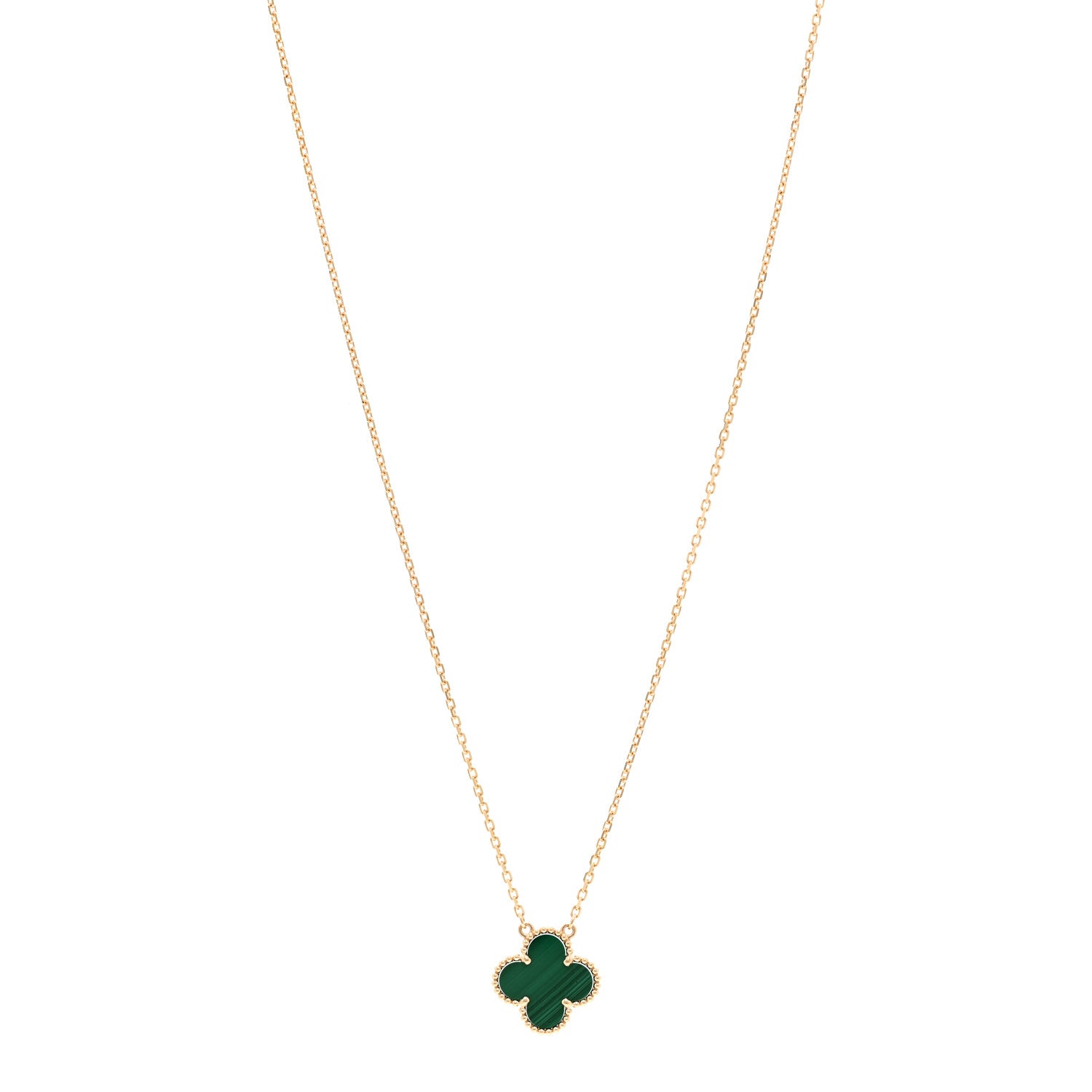 Van Cleef & Arpels 18K Yellow Gold Malachite Vintage Alhambra Pendant Necklace 1 of 6