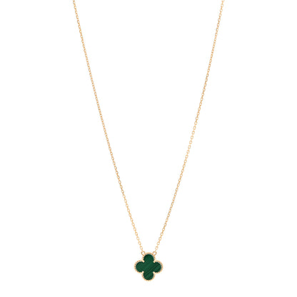 Van Cleef & Arpels 18K Yellow Gold Malachite Vintage Alhambra Pendant Necklace 1 of 6