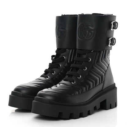 Gucci Nappa Frances GG Matelasse Platform Combat Boots 37 Black 3 of 10