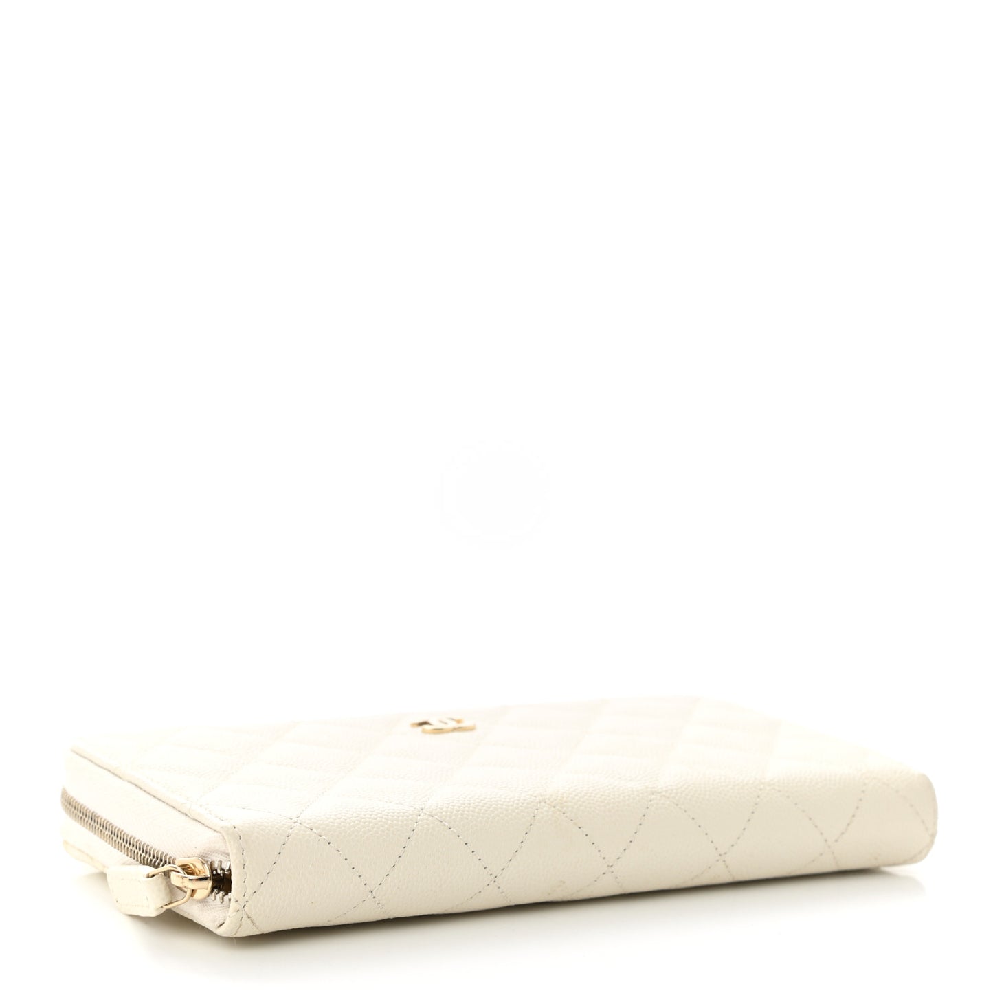 Caviar Quilted Large Gusset Zip Around Wallet White