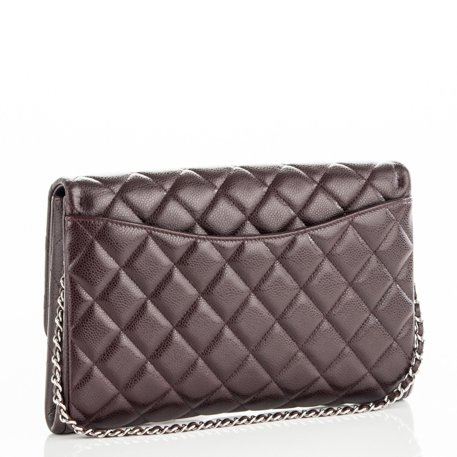 Chanel Caviar Quilted Clutch With Chain Flap Burgundy 3 of 7