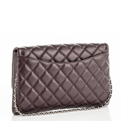 Chanel Caviar Quilted Clutch With Chain Flap Burgundy 3 of 7