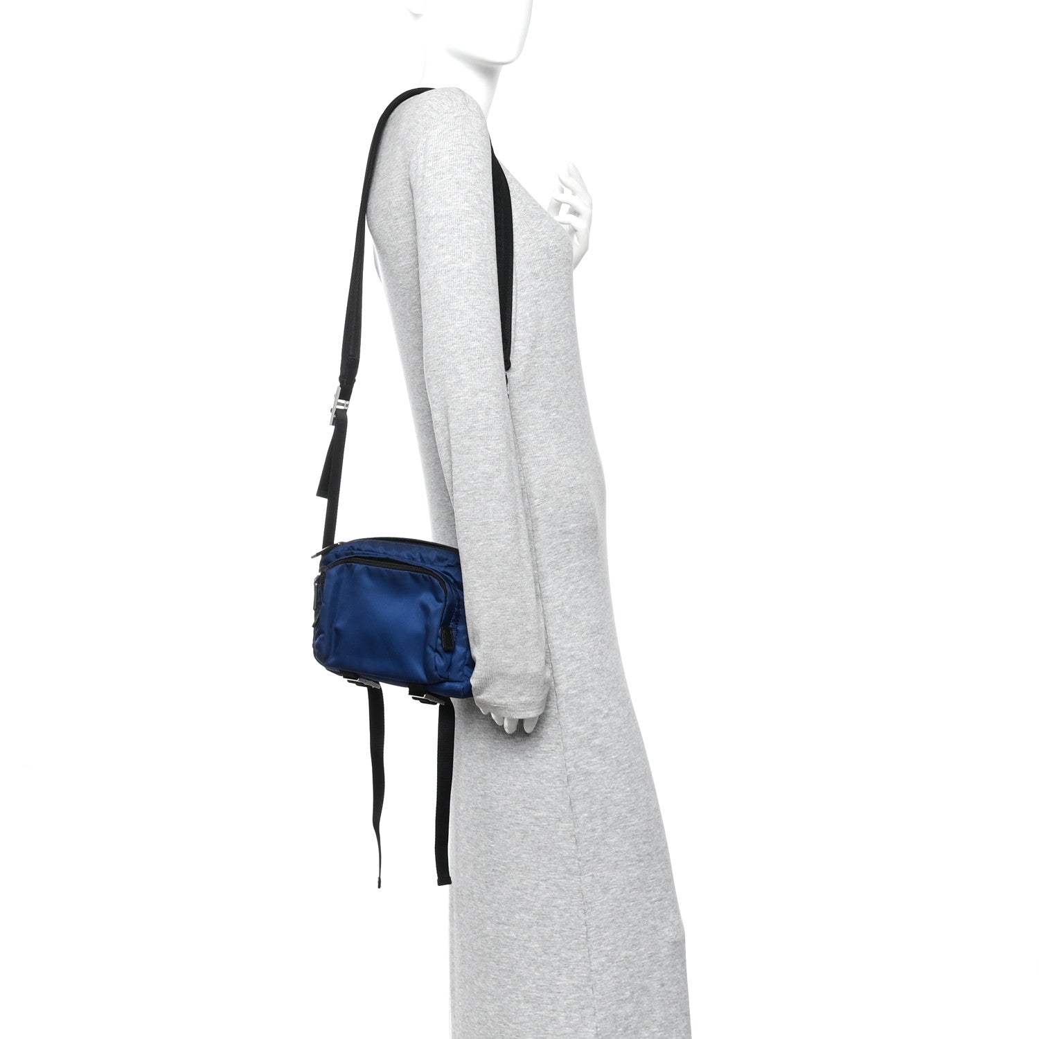 Prada Tessuto Nylon Montagna Messenger Bag  Blue Black 2 of 10