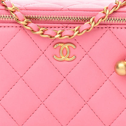 Chanel Lambskin Quilted Small Pearl Crush Vanity Case With Chain Pink 8 of 14