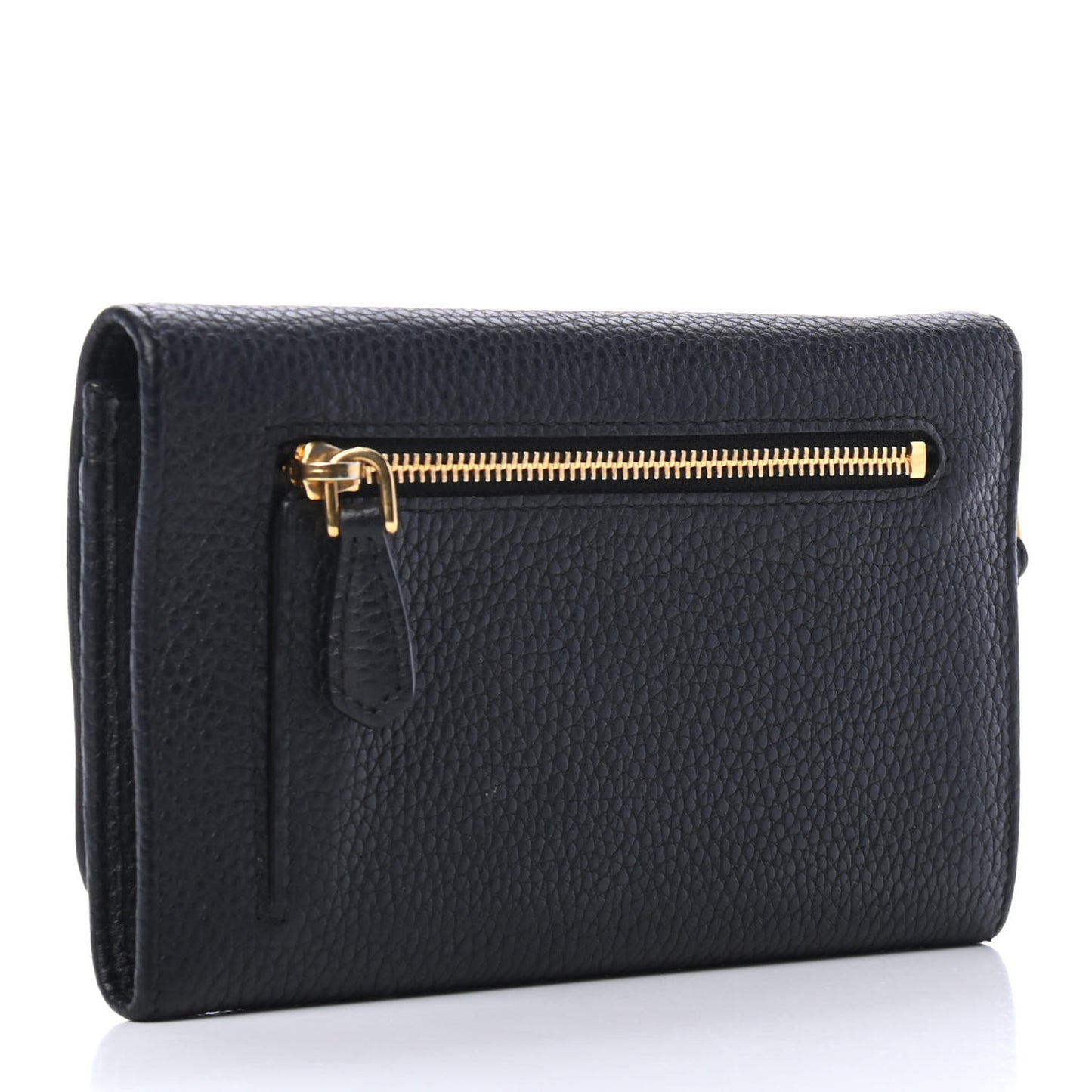 Vitello Grain Wristlet Wallet Black
