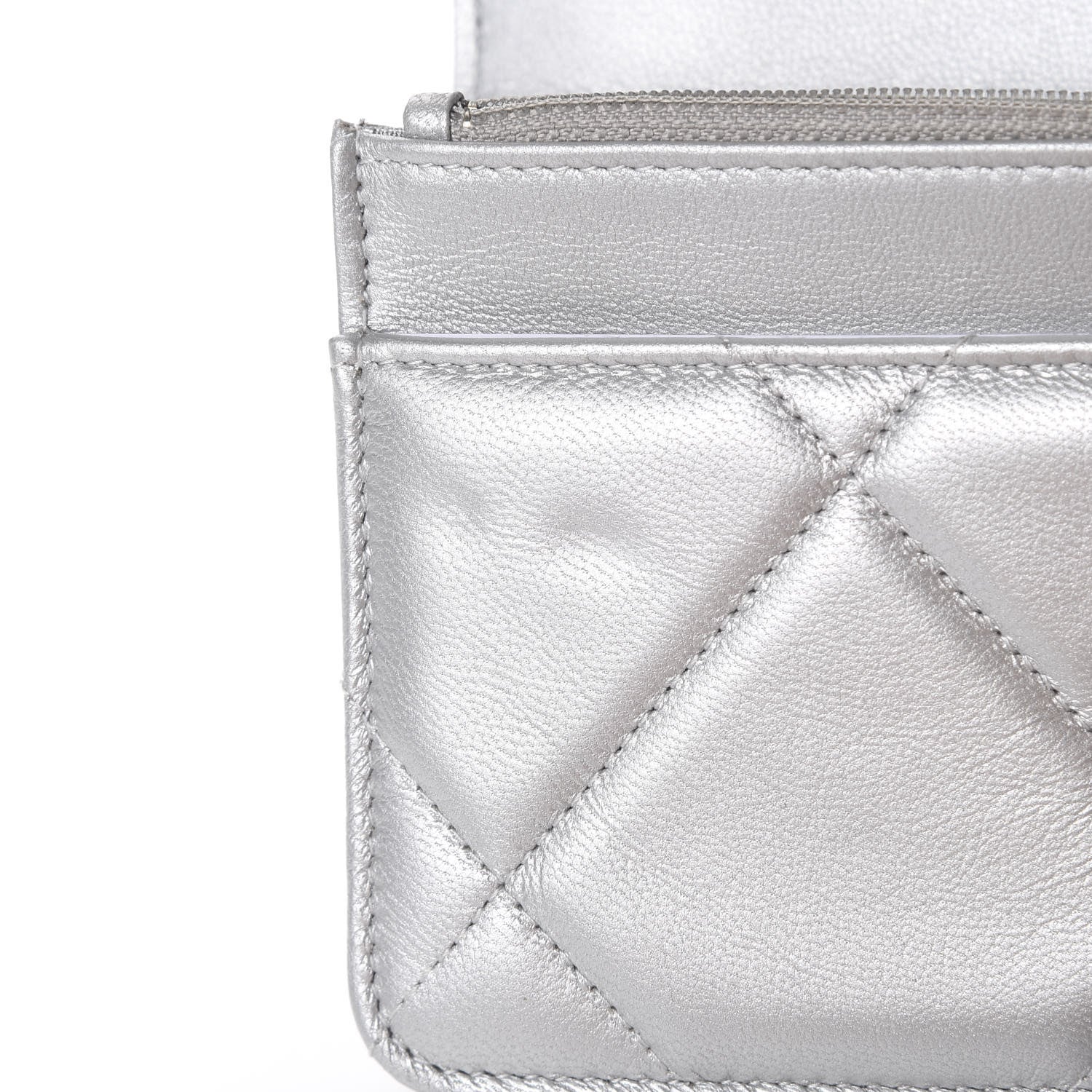 Chanel Metallic Goatskin Quilted 19 Wallet On Chain WOC Silver 11 of 12