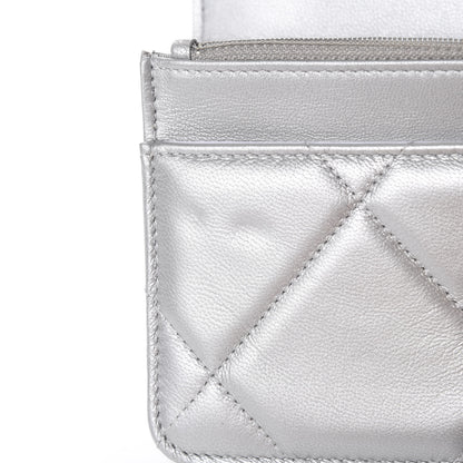 Chanel Metallic Goatskin Quilted 19 Wallet On Chain WOC Silver 11 of 12
