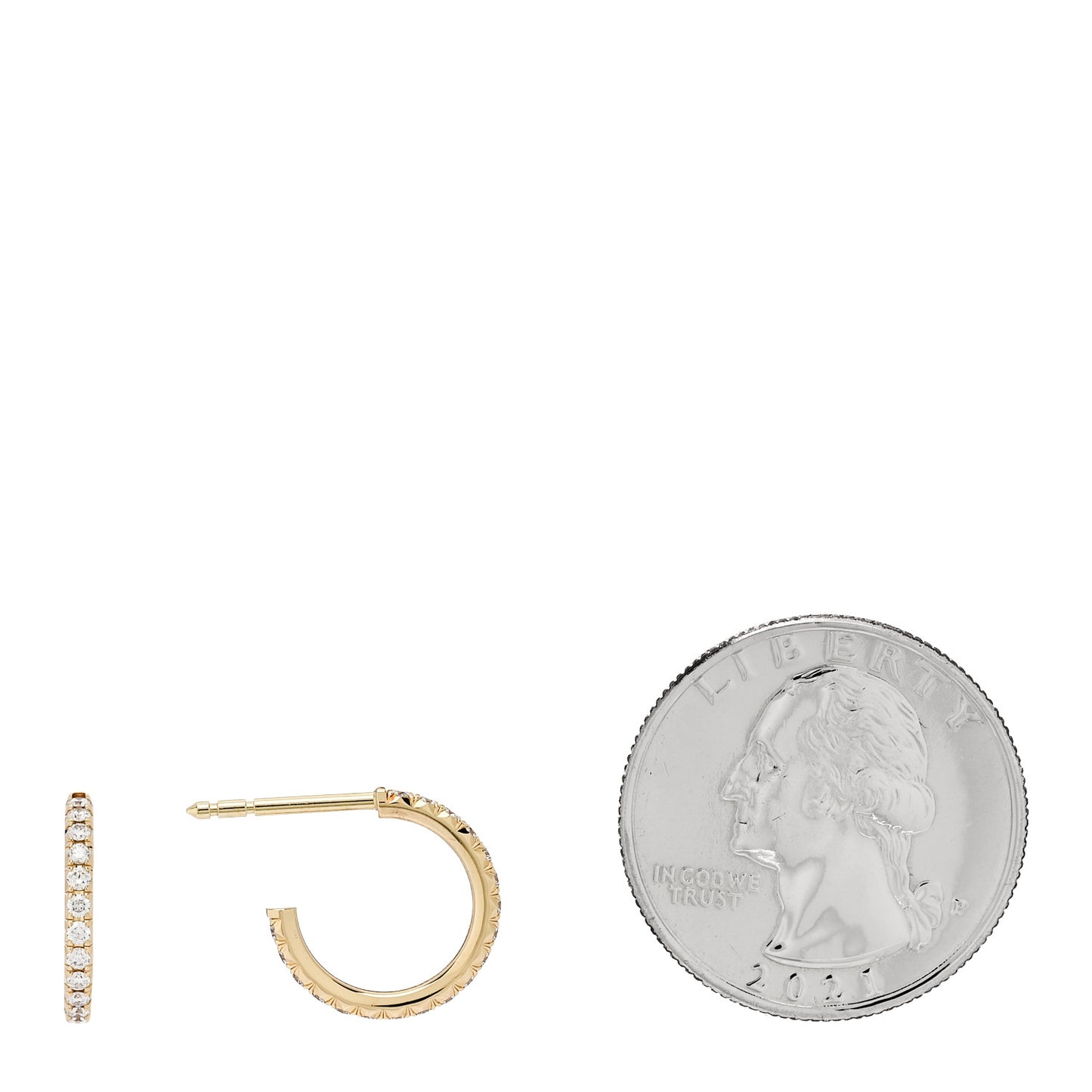 18K Yellow Gold Diamond Small Metro Hoop Earrings