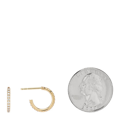 Tiffany 18K Yellow Gold Diamond Small Metro Hoop Earrings 2 of 4