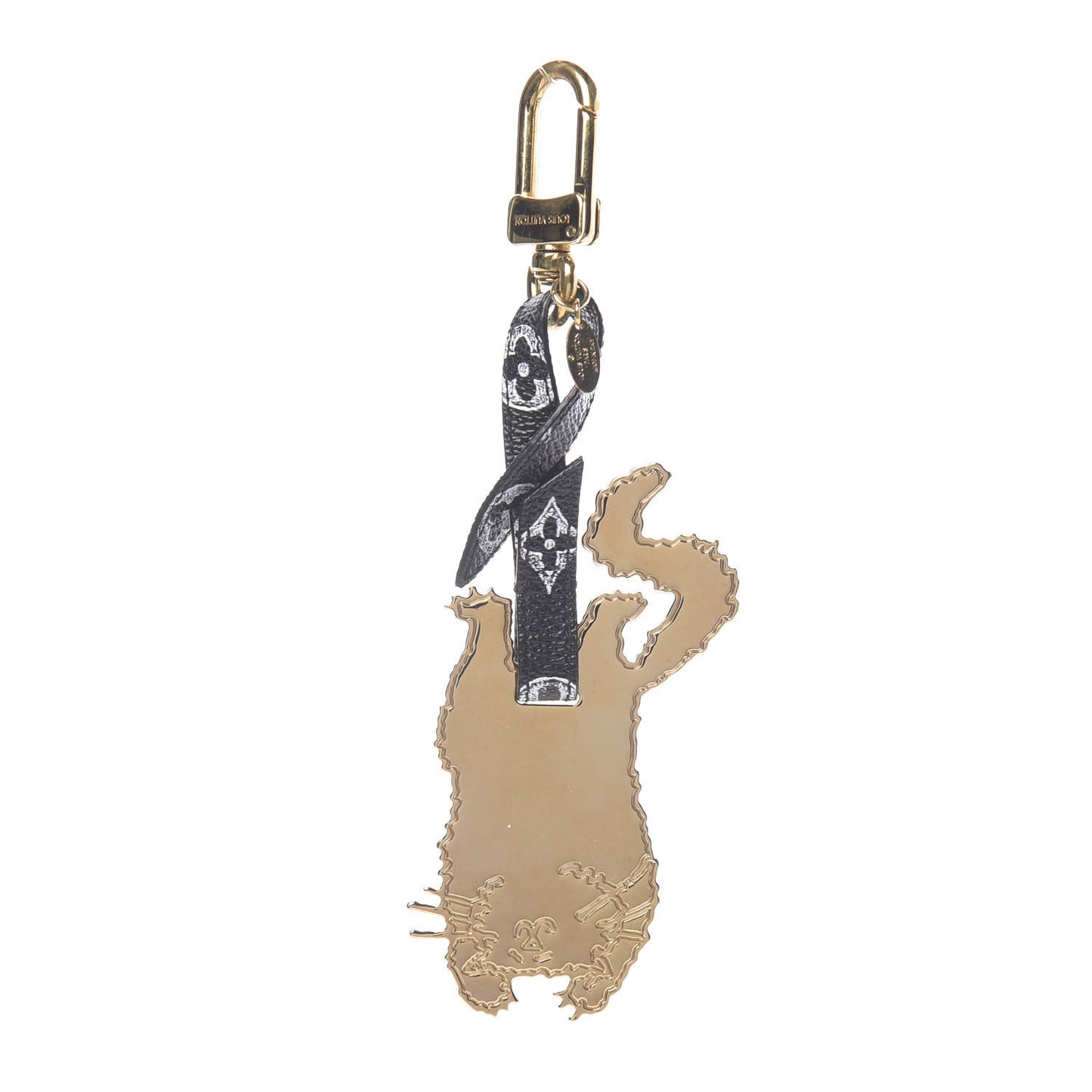 Catogram Flying Cat Bag Charm Key Holder Gold Black