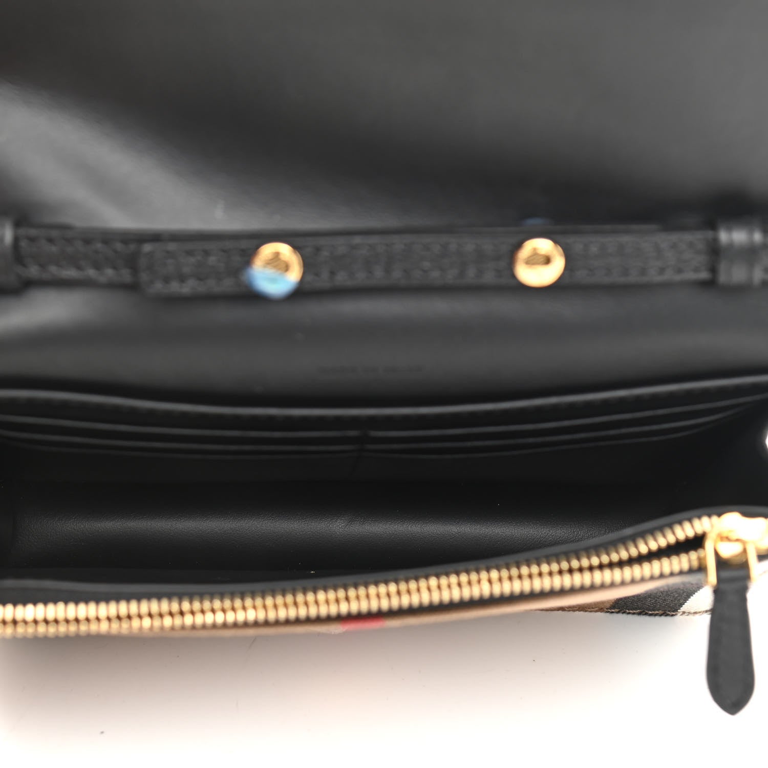 Burberry Grained Calfskin House Check Tartan Mix Hampshire Wallet On Chain Black 4 of 7