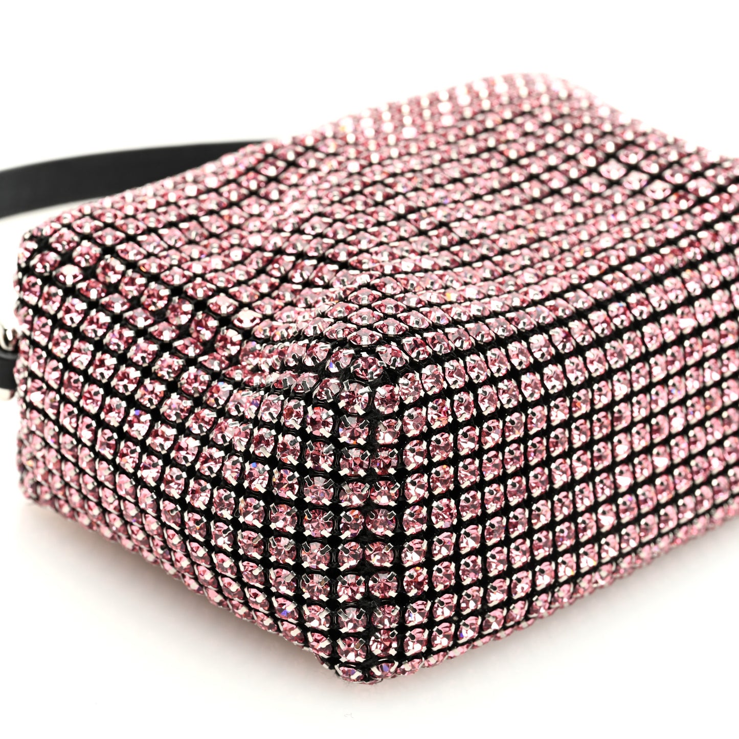 Mesh Crystal Rhinestone Mini Heiress Pouch Pink