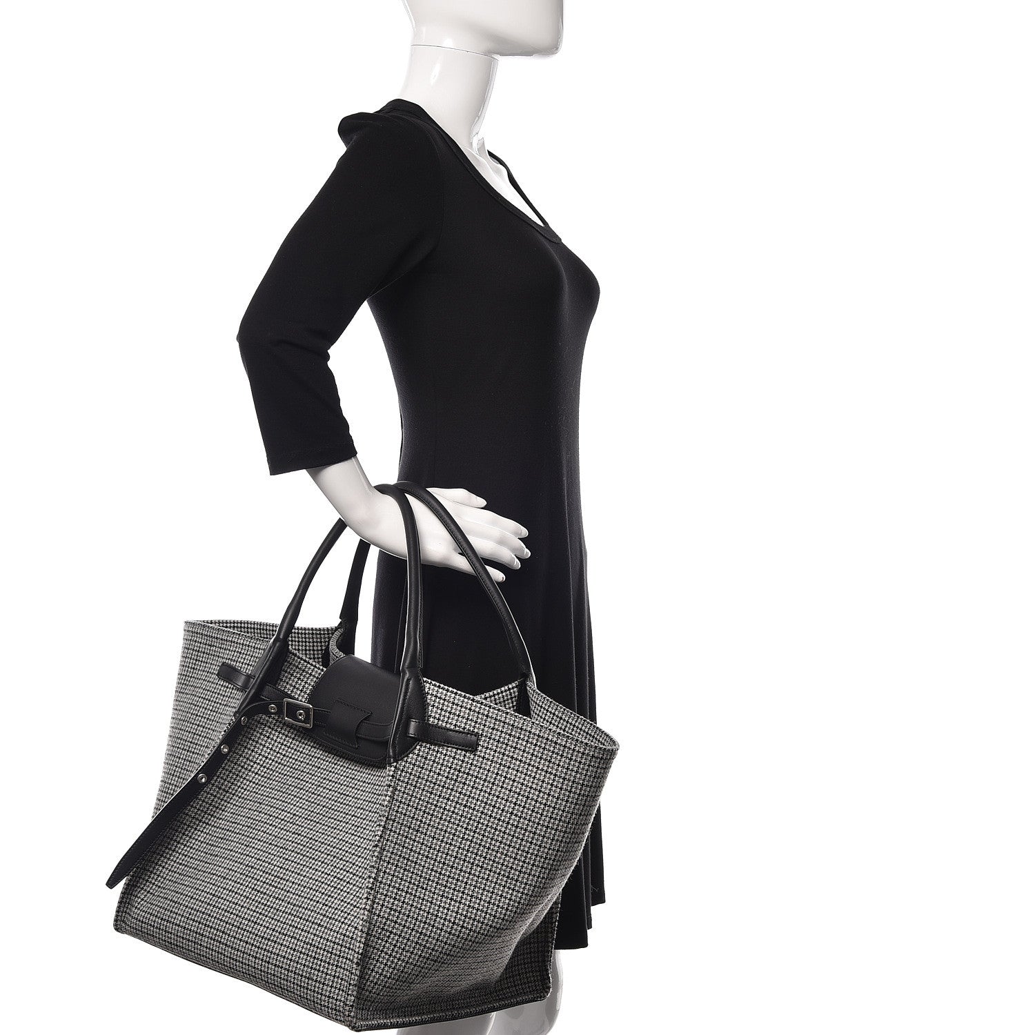 Celine Tweed Smooth Calfskin Medium Big Bag Black 2 of 14
