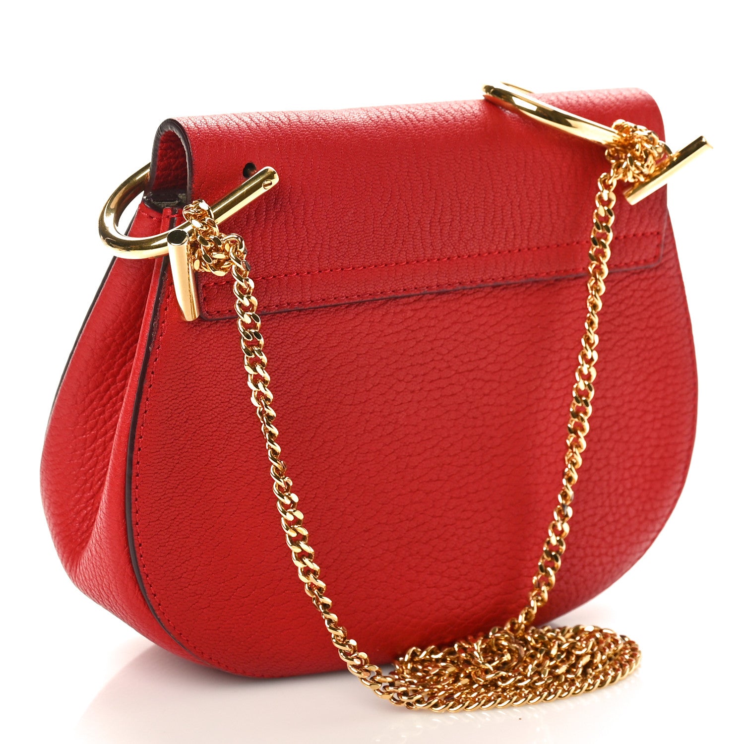 Chloe Grained Lambskin Mini Drew Shoulder Bag Plaid Red 2 of 9