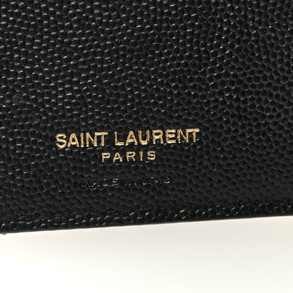 Saint Laurent Grain De Poudre Matelasse Chevron Monogram Zipped Two-Part Wallet Black 6 of 6