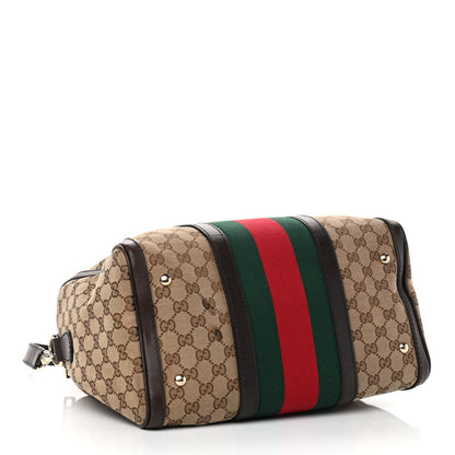 Gucci Monogram Vintage Web Medium Boston Dark Brown 4 of 11