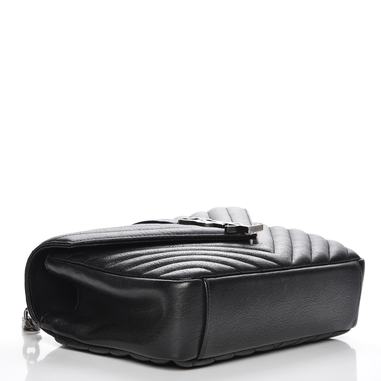 Saint Laurent Sheepskin Matelasse Chevron Monogram Medium College Bag Black 4 of 7