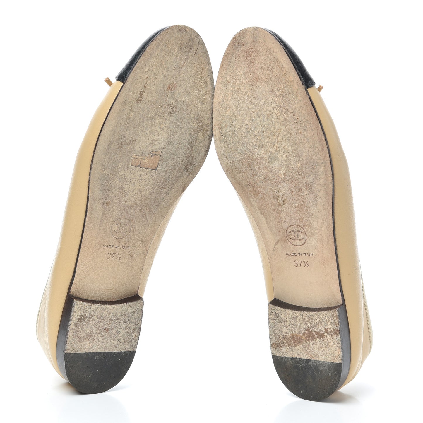 Lambskin Cap Toe CC Ballerina Flats 37.5 Beige Black