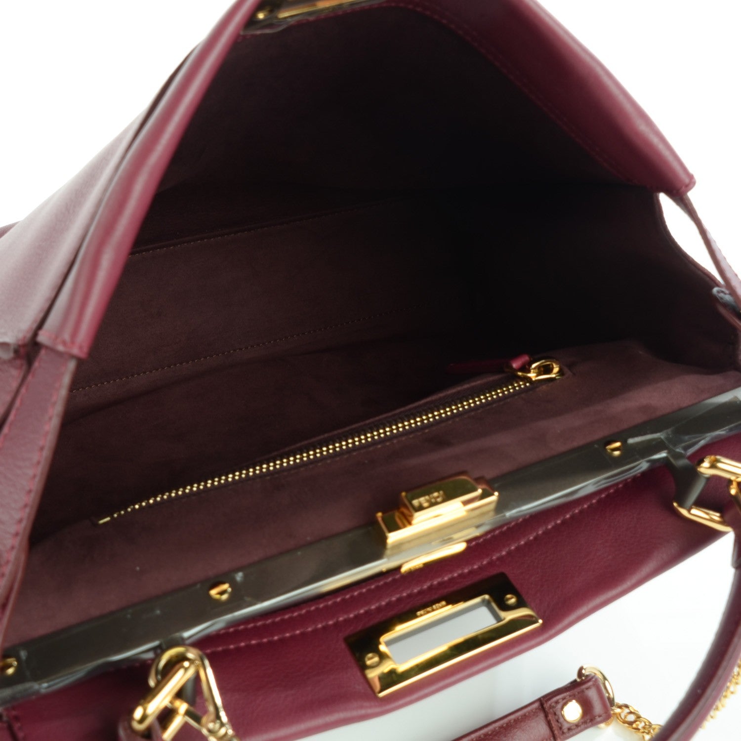 Fendi Vitello Dolce Marmol Large Peekaboo Iconic Satchel Bordeaux Graphite 9 of 12