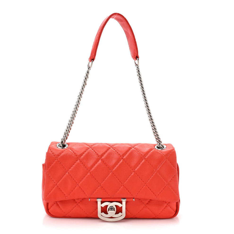 Chanel Lambskin Quilted Medium Icons Secret Label Flap Coral 1784445 ...