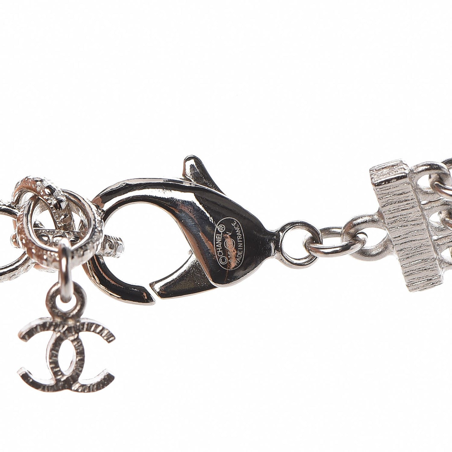 Baguette Crystal CC Multi Strand Chain Necklace Silver