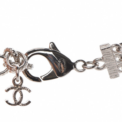 Chanel Baguette Crystal CC Multi Strand Chain Necklace Silver 5 of 6
