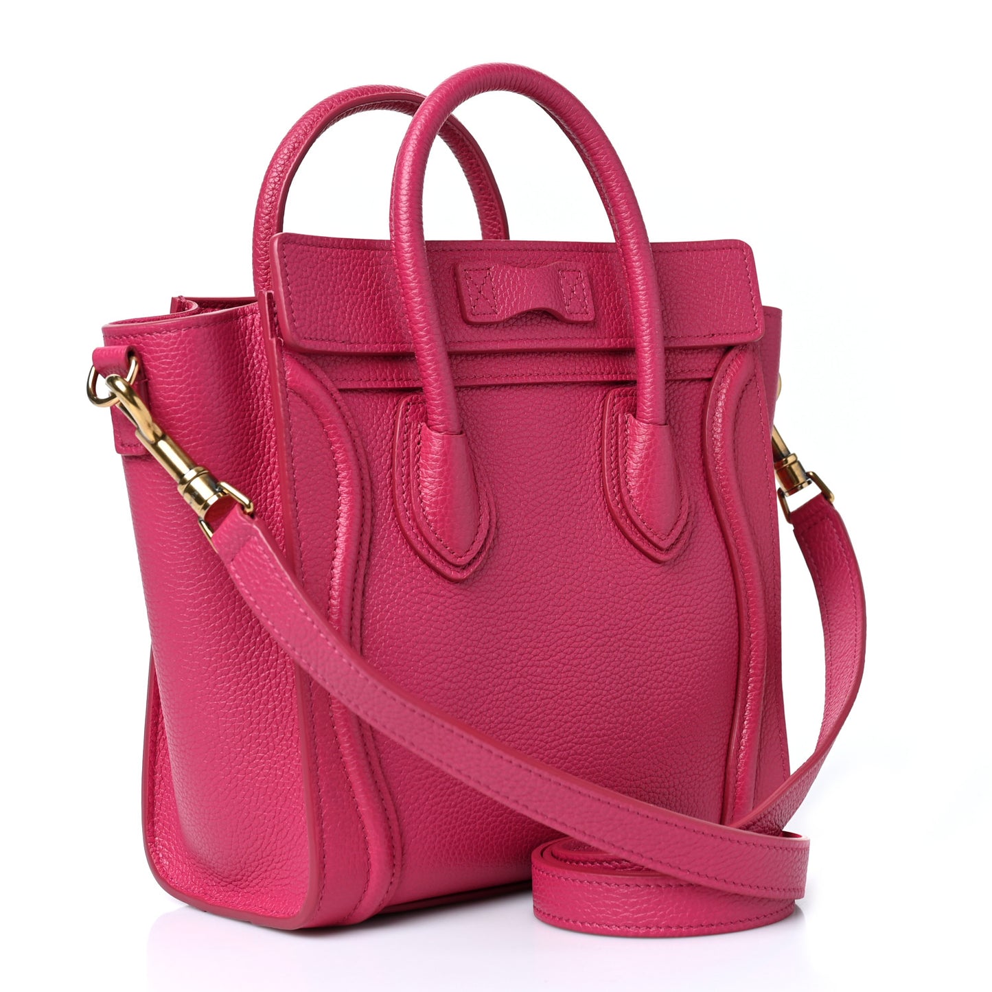 Drummed Calfskin Nano Luggage Fuchsia