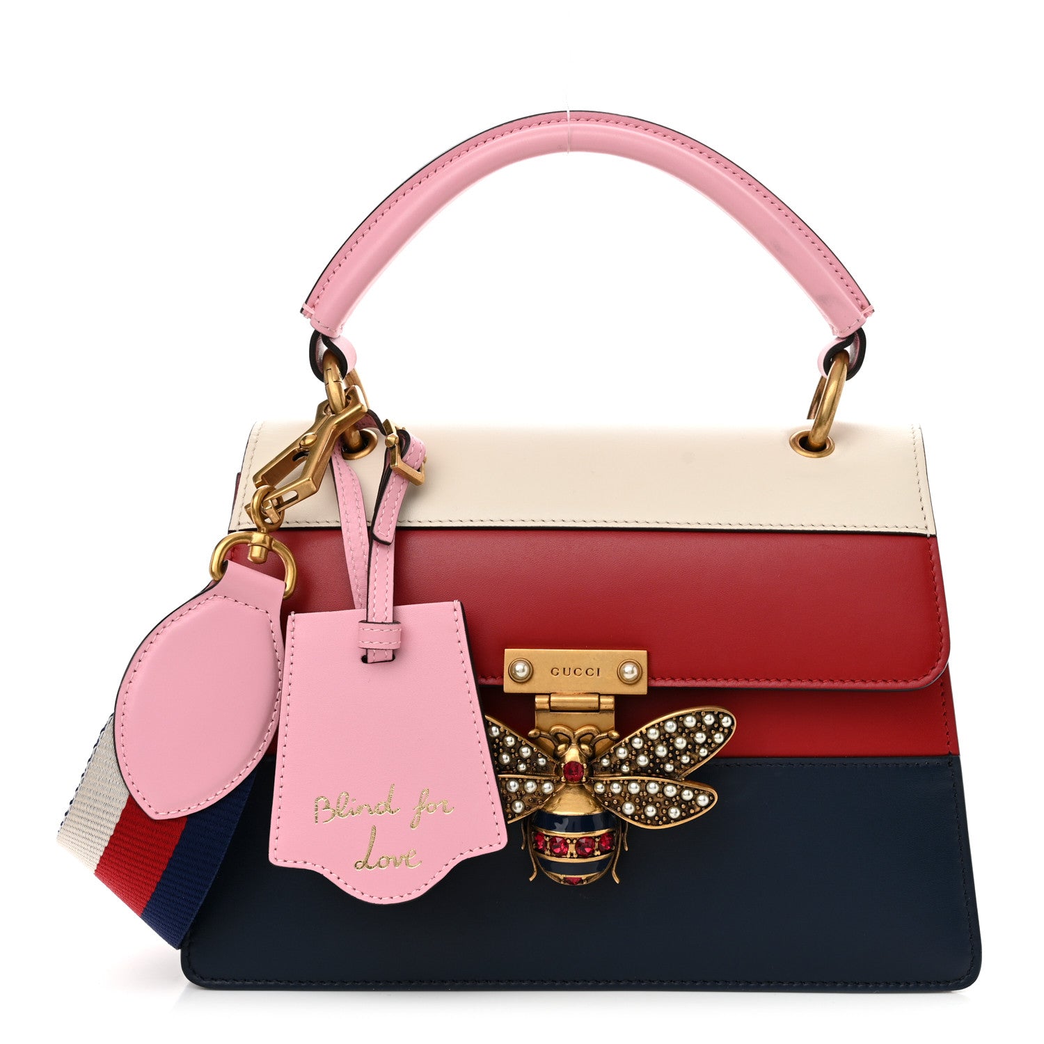 Gucci Calfskin Sylvie Web Small Queen Margaret Top Handle Bag Blue Agata Hibiscus Red Mystic White Sugar Pink 1 of 11
