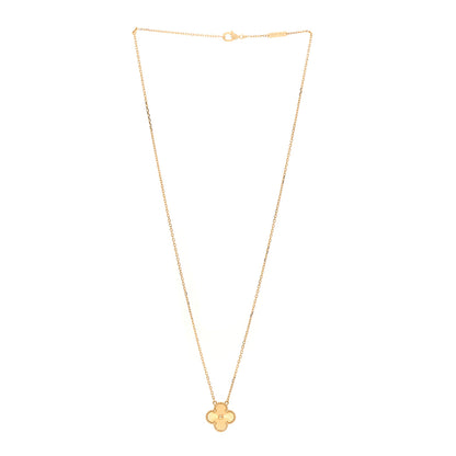 Van Cleef & Arpels 18K Yellow Gold Guilloche Vintage Alhambra Pendant Necklace 3 of 7