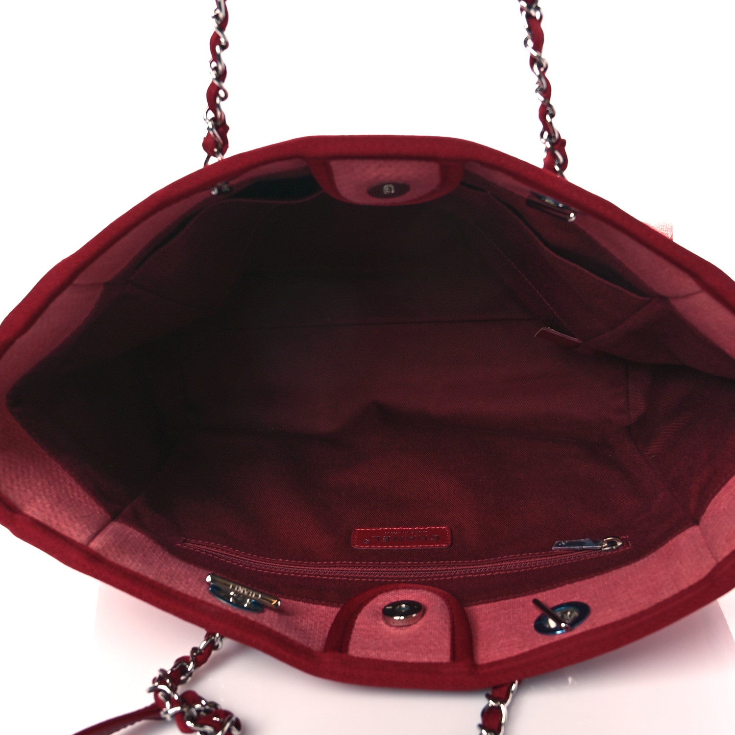 Chanel Canvas Small Deauville Tote Red 5 of 11