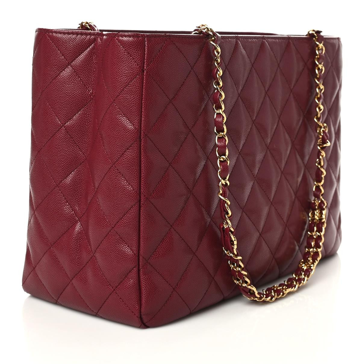 Chanel Caviar Quilted Small Shopping Tote Burgundy 3 of 10