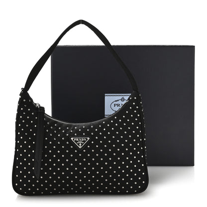 Prada Tessuto Nylon Studded Mini Re-Edition Bag Black 11 of 11