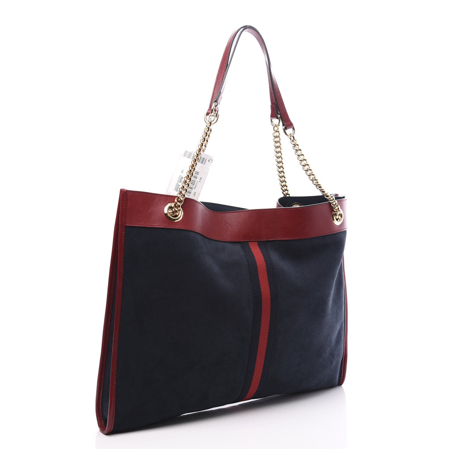 Suede Calfskin Large Rajah Chain Tote New Blue Romantic Cherry