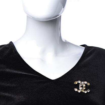 Chanel Poured Glass CC Brooch Gold Multicolor 2 of 5