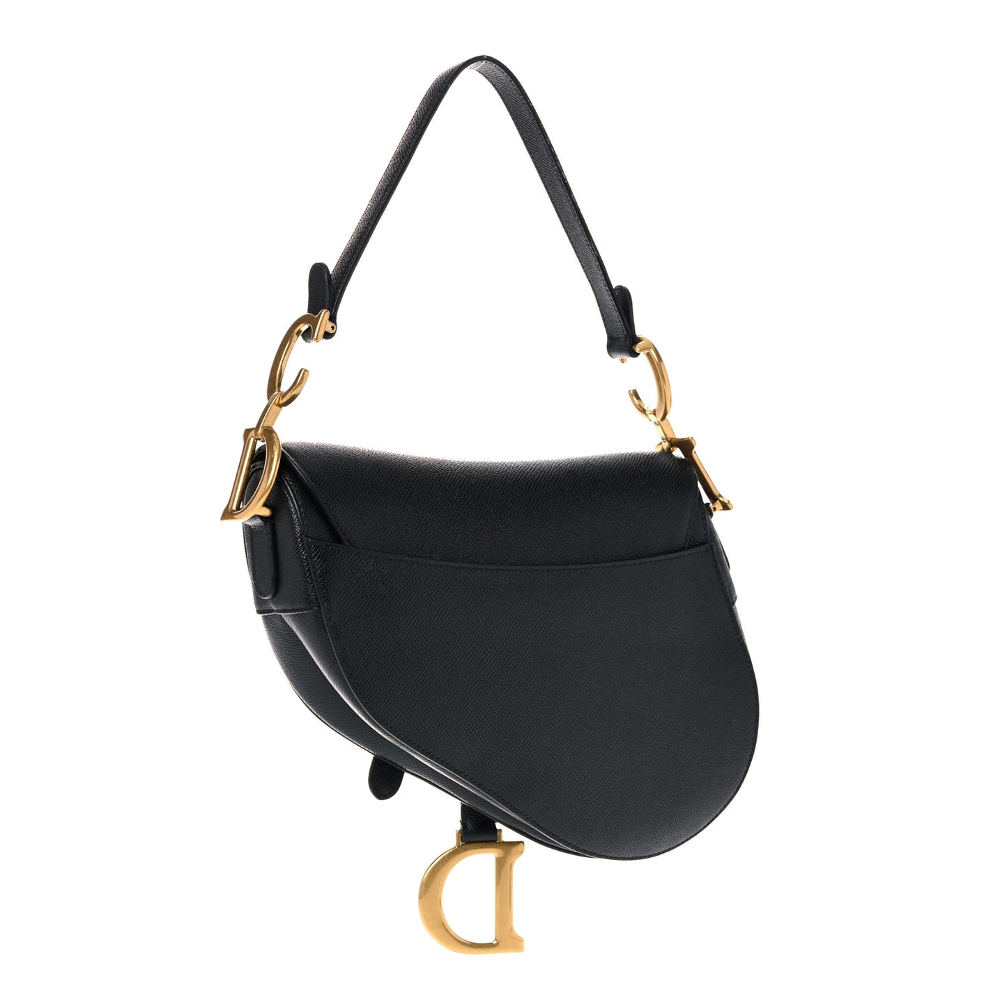 Grained Calfskin Saddle Bag Black