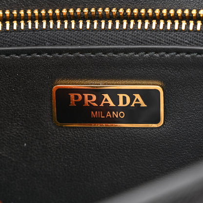 Prada Saffiano Lux Metal Triangle Logo Mini Envelope Chain Shoulder Bag Black 6 of 10