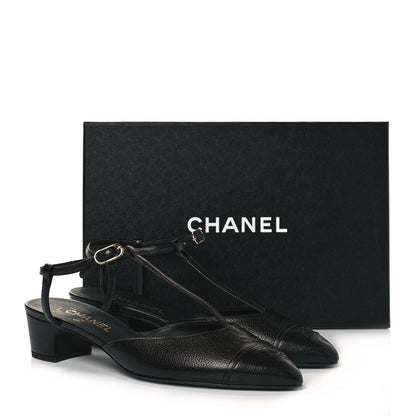 Chanel Goatskin Cap Toe T Strap Flats 41 Black 10 of 10