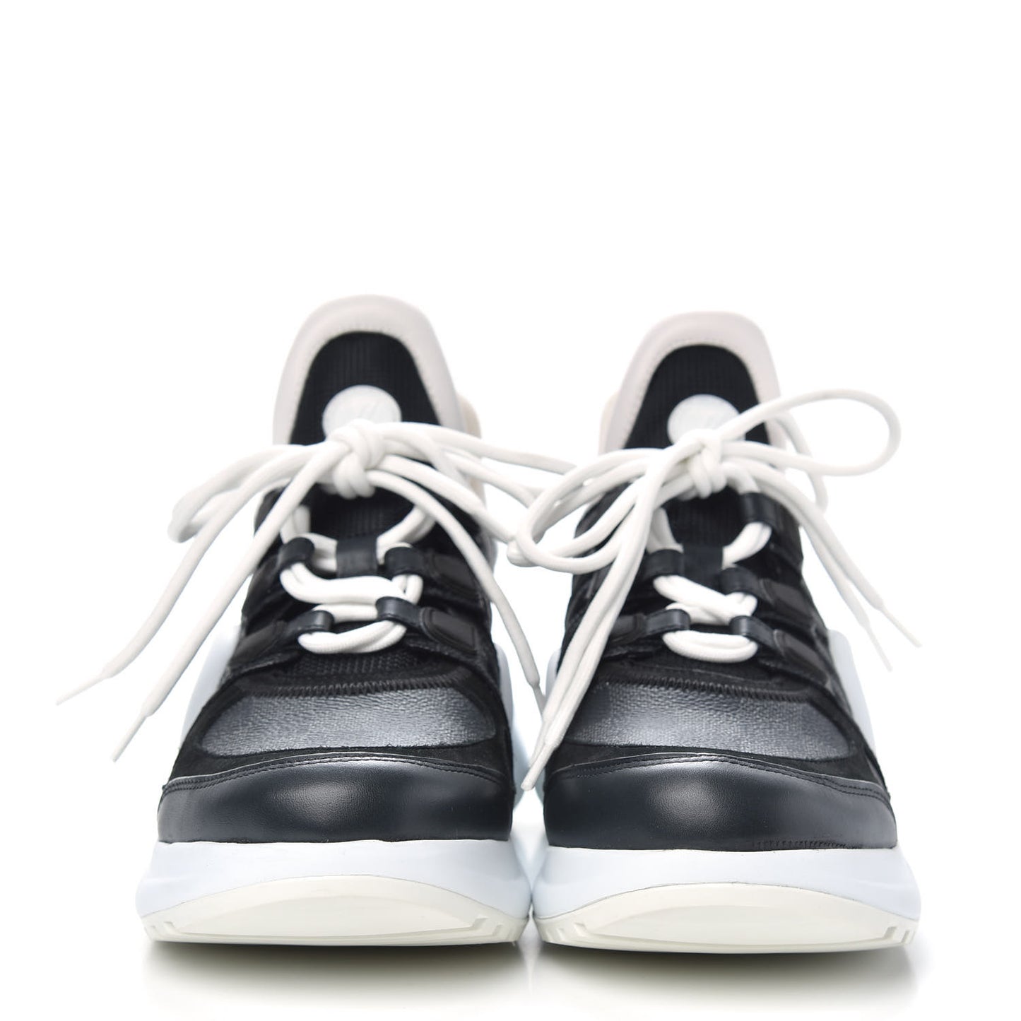Calfskin Technical Nylon Damier Graphite LV Archlight Sneakers 39 Black White