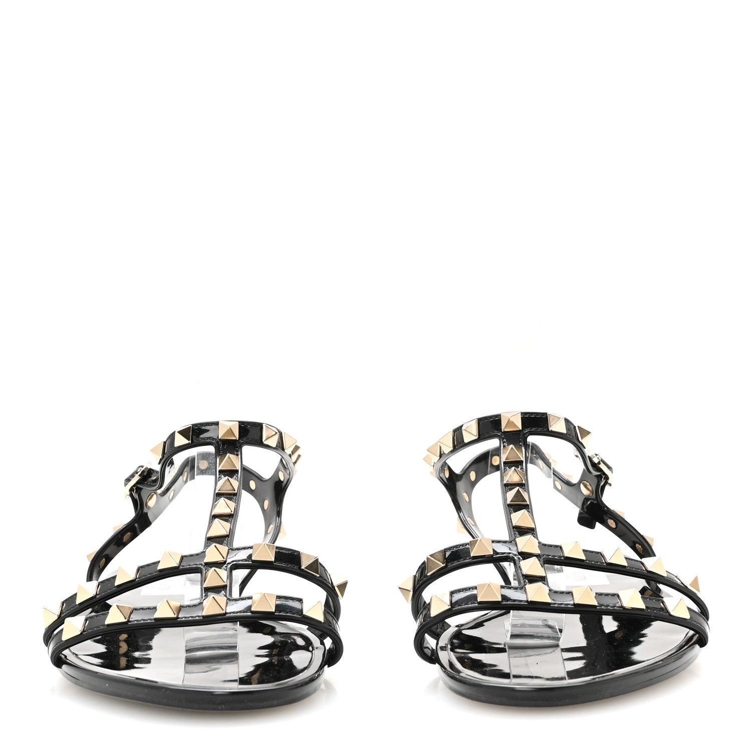 Valentino Garavani PVC Jelly Rockstud Caged Sandals 40 Black 3 of 8
