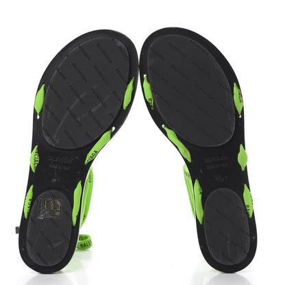 Balenciaga Nylon Calfskin Logo Lace Flat Sandals 39 Neon Green 5 of 10